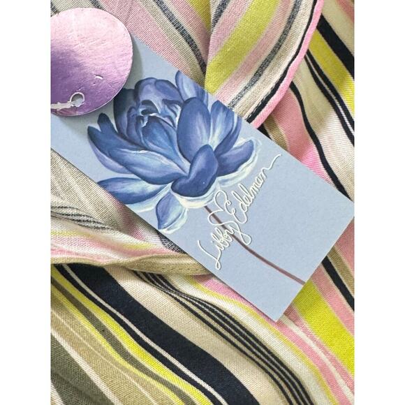 New LIBBY EDELMAN High-Low Dreamy Multicolor Striped Sleeveless Blouse Sz L - Picture 7 of 13